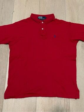 Red Polo Ralph Lauren Polo Shirt Blue Pony Logo Size Large